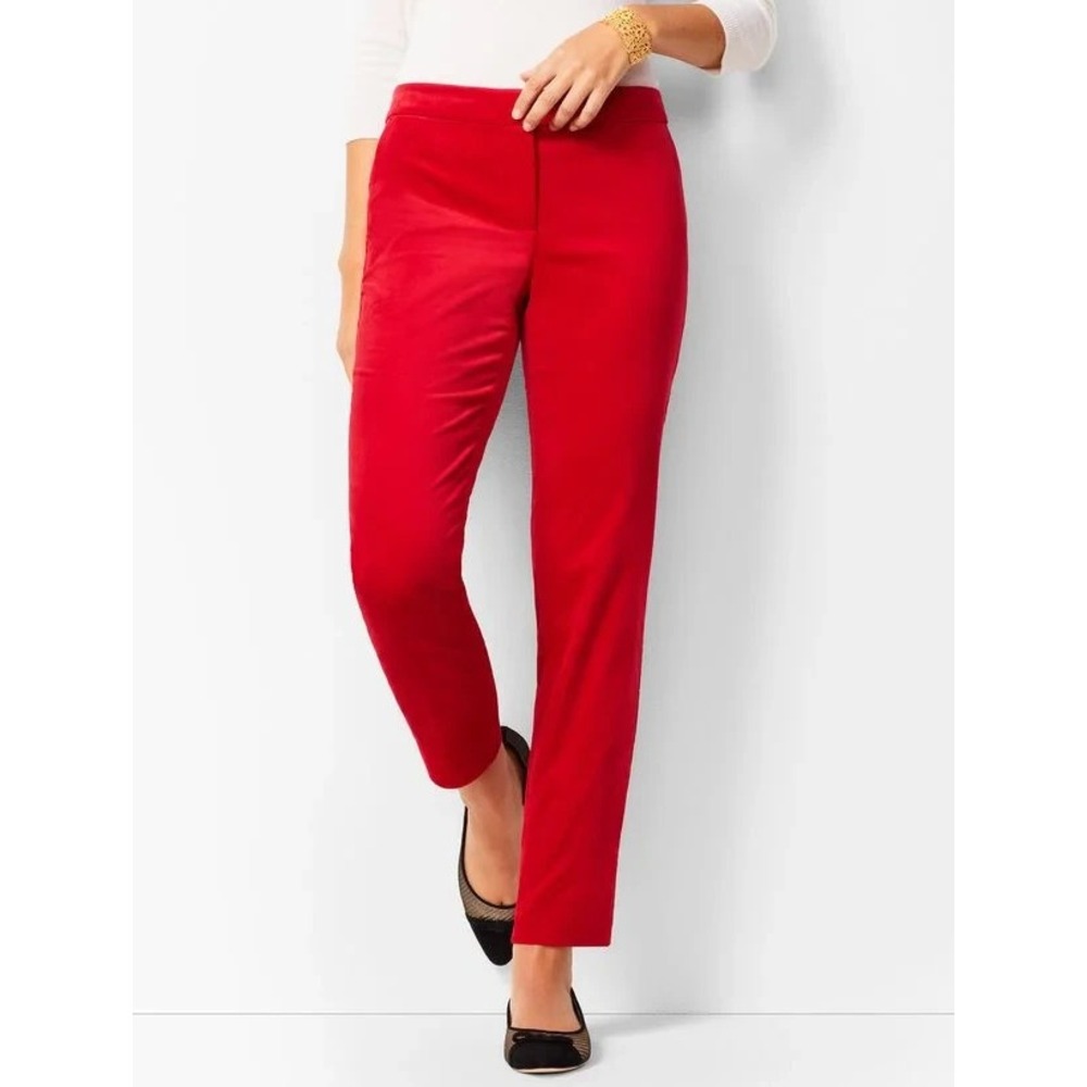 Talbots Hampshire Pants Womens 20 Red Velvet Stretch Holiday Cropped Ankle BH684